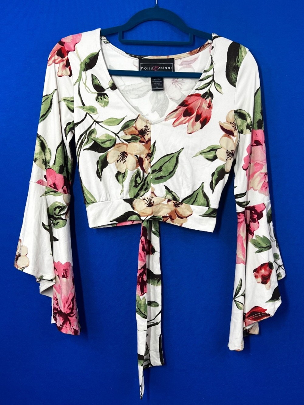 💐|•POLLY & ESTHER•| Cute Floral Cropped Tied Top Size Medium